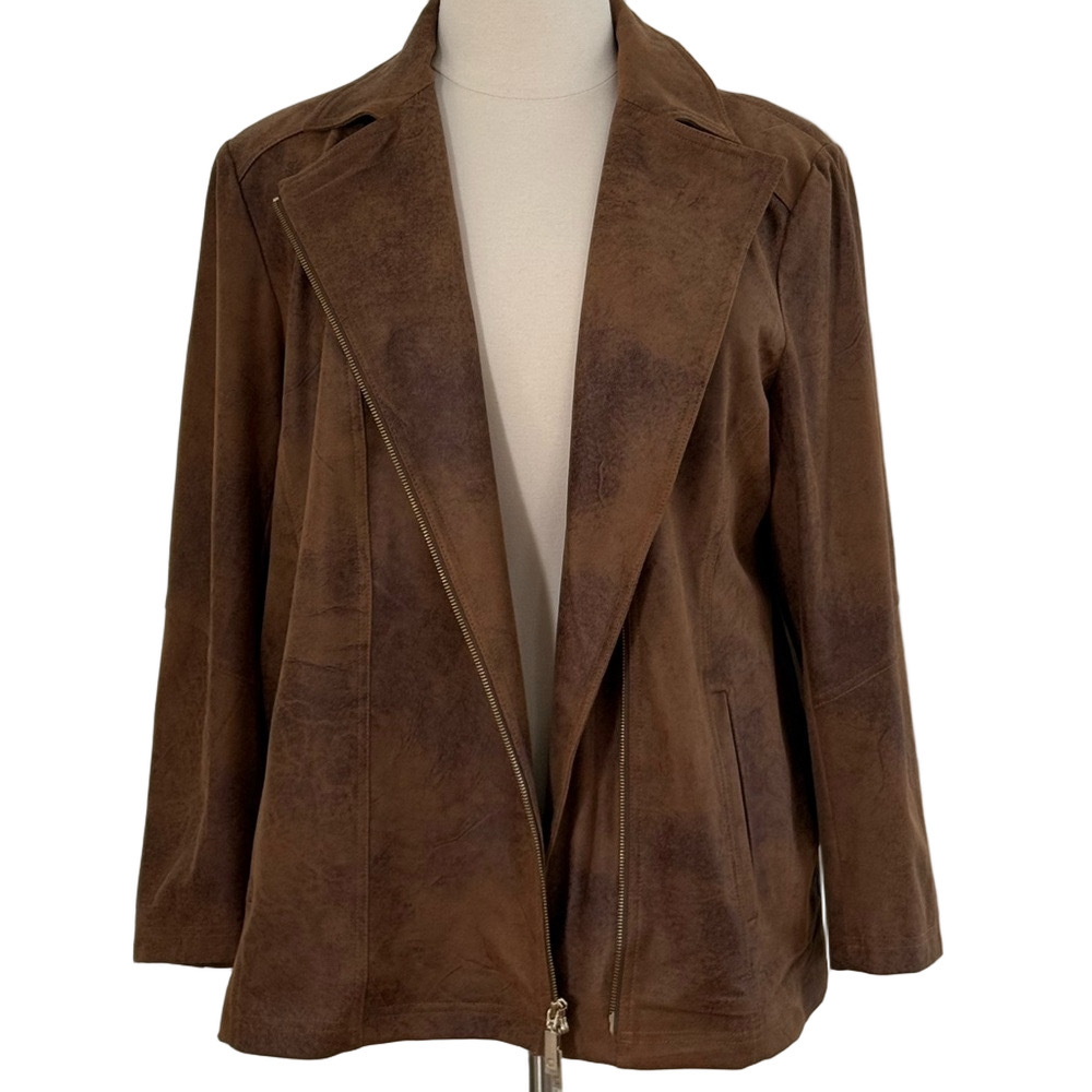 Chico's Brown “Leather” Women's Jacket Size 20 (Chico’s size 4) - Picture 11 of 15